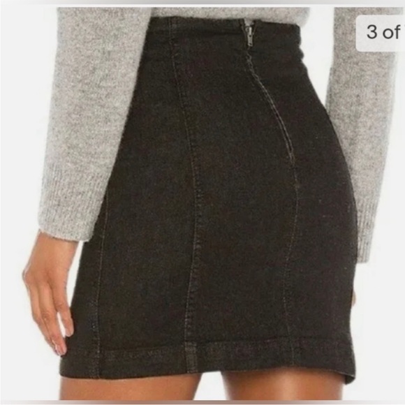 Free People Modern Femme Denim Washed Black Skirt, Size 6 - Picture 2 of 9